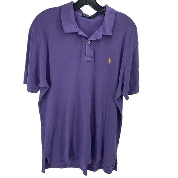 Polo Ralph Lauren Mens Polo Shirt Short Sleeve Logo Pony Golf Purple Size Large - Picture 1 of 7